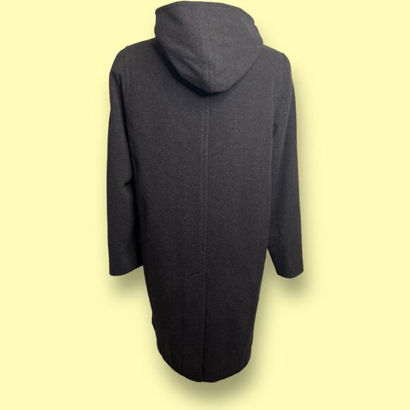 Vintage 90s Jones NY Coat Gray Wool Cashmere Long Hooded Jacket Sz Large - Picture 3 of 12